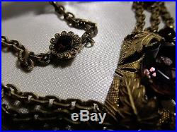 Vtg Art Deco NEIGER BROS Amythest Czech Glass LAVALIER Necklace-15