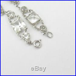 Vtg Art Deco Open Back Crystal Glass Sterling Silver Necklace Earrings Set