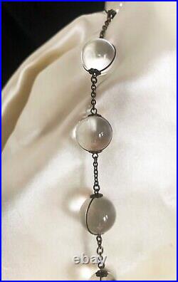 Vtg Art Deco POOLS OF LIGHT Glass & Sterling 28 Necklace 25'Undrilled' Orbs