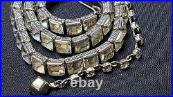 Vtg Art Deco Repousse Paste Glass Rhinestone Riviere Choker Necklace 12-15