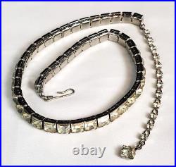 Vtg Art Deco Repousse Paste Glass Rhinestone Riviere Choker Necklace 12-15