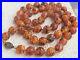 Vtg Chinese Export Hand Carved Amber Shou Bead Necklace Art Deco Hand Knotted