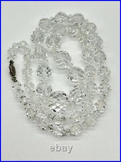 Vtg Necklace Rock Crystal Bead Spacers 10K Gold-filled Clasp 20s 30s Art Deco B9