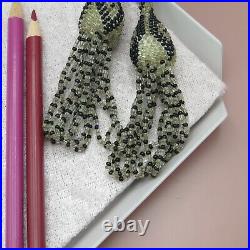 Vtg Wiener Werkstatte Art Deco Glass Seed Bead Arts & Crafts Lariat Necklace