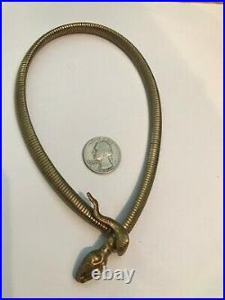 Vtg snake cobra gold tone metal art deco choker necklace