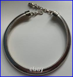 Vtg sterling silver STRETCH NECKLACE omega cobra mcm art deco mod chain choker