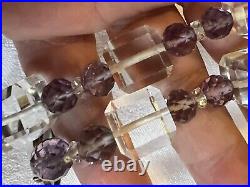 WOW! ASIAN Antique Art Deco Carved Crystal, AMETHYST-GOLD Filled 16- Necklace