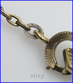 Walter Lampl Antique Art Deco 14k Gold & Platinum Enamel Watch Chain Necklace