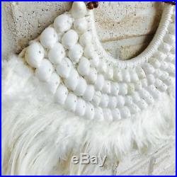 White Feather/Shell Tribal Necklace Boho/Bohemian/Tribal Wall/Hanging/Decor/Art