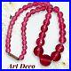 YUMMY Vintage Antique ART DECO Cranberry Glass Beaded Necklace 18 Heavy